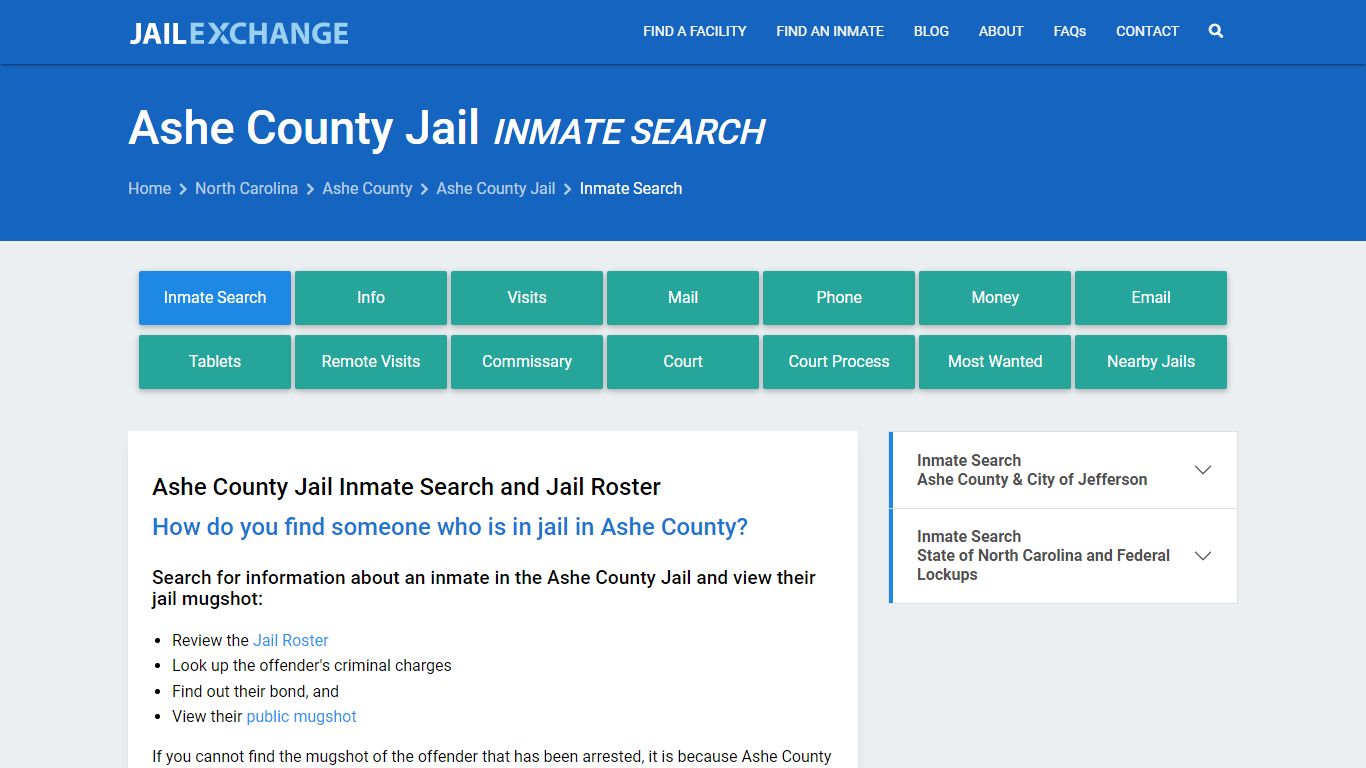 Inmate Search: Roster & Mugshots - Ashe County Jail, NC